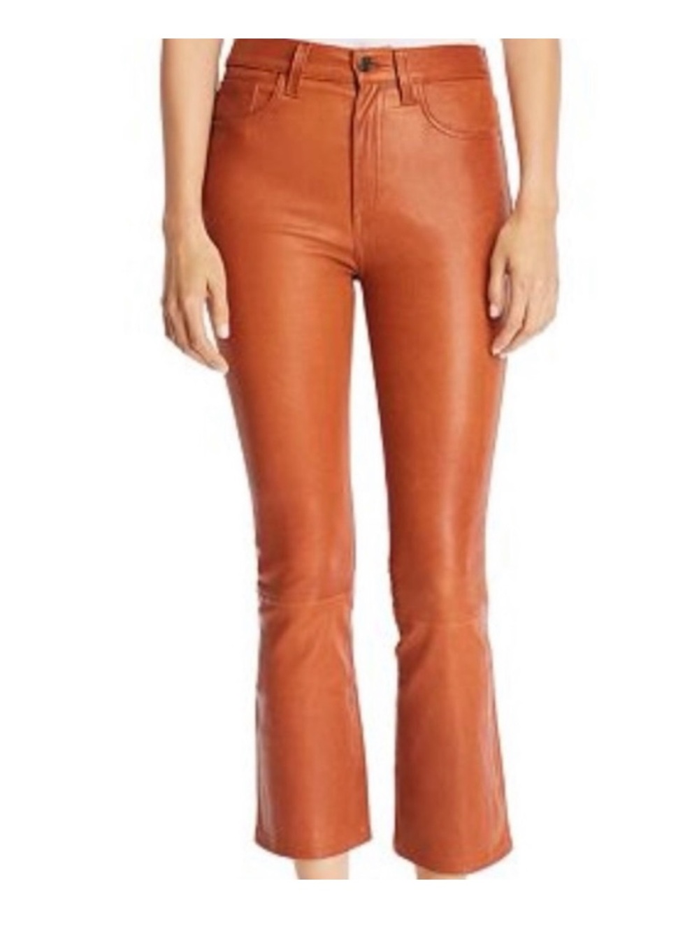 Joe’s rust brown lamb leather Callie cropped pants
